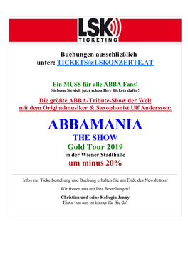 ABBAMANIA the SHOW Gold Tour 2019 in Der Wiener Stadthalle