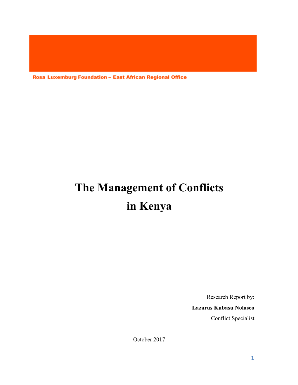 The Management of Conflicts in Kenya