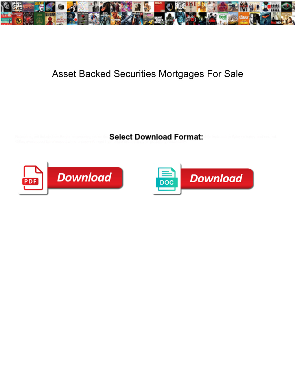 Asset Backed Securities Mortgages for Sale