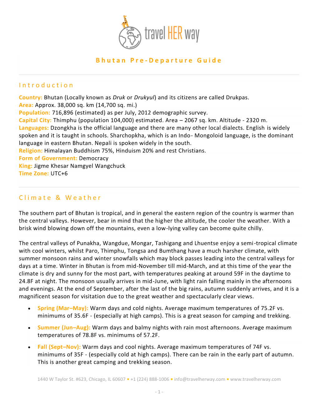 Bhutan Pre-Departure Guide