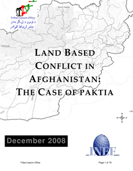 Land Based Conflict in Afghanistan: the Case Of