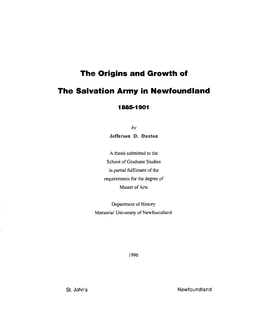 The Origins and Growth of the Salvation Army in Newfoundland