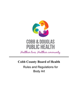 Cobb County Board of Health Rules and Regulations for Body Art