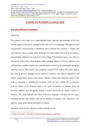CLITIC in WEWEWA LANGUAGE Abstract
