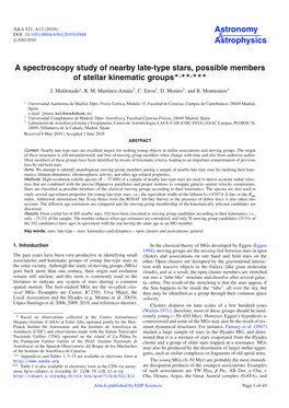A Spectroscopy Study of Nearby Late-Type Stars, Possible Members of Stellar Kinematic Groups�,��,�