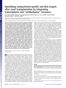 Identifying Compartment-Specific Non-HLA Targets After Renal Transplantation by Integrating Transcriptome and ‘‘Antibodyome’’ Measures