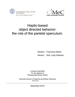 The Role of the Parietal Operculum