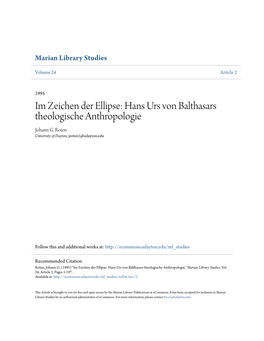 Hans Urs Von Balthasars Theologische Anthropologie Johann G