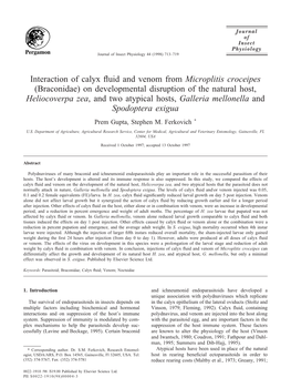Interaction of Calyx Fluid and Venom from Microplitis