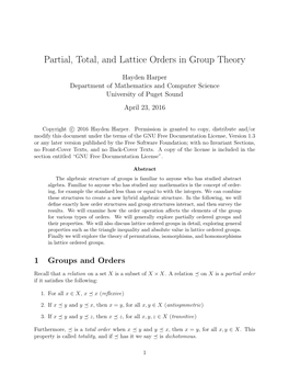 Partial, Total, and Lattice Orders in Group Theory