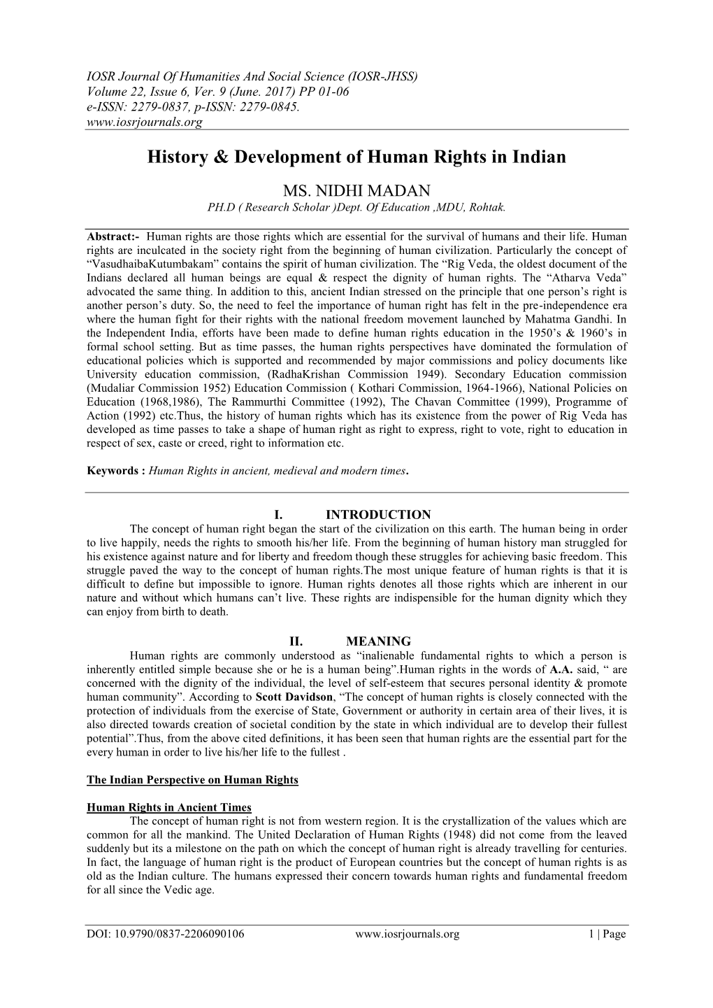 History & Development of Human Rights in Indian