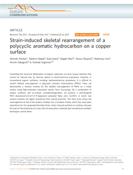 Strain-Induced Skeletal Rearrangement of a Polycyclic Aromatic Hydrocarbon on a Copper Surface