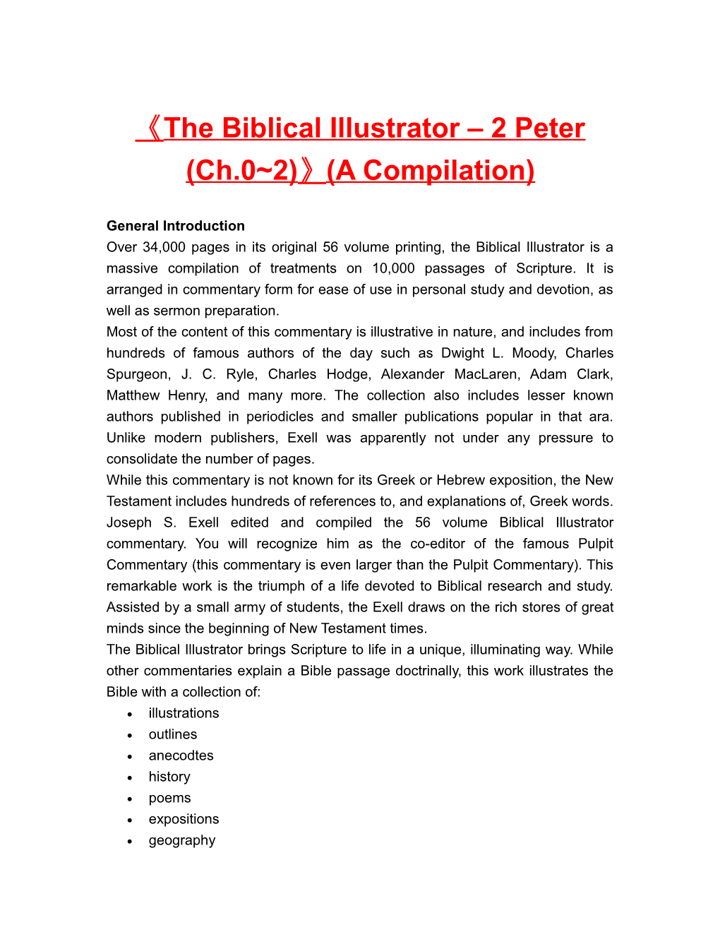 The Biblical Illustrator 2 Peter (Ch.0 2) (A Compilation)