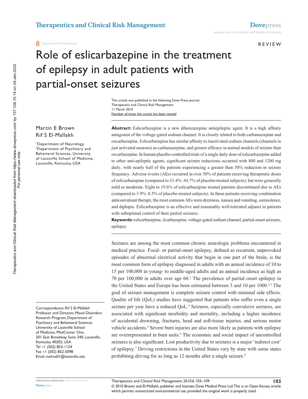 Role of Eslicarbazepine in the Treatment of Epilepsy in Adult Patients with Partial-Onset Seizures