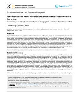 Performers and an Active Audience: Movement in Music Production And