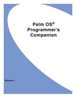 Palm OS Programmer's Companion, Vol I