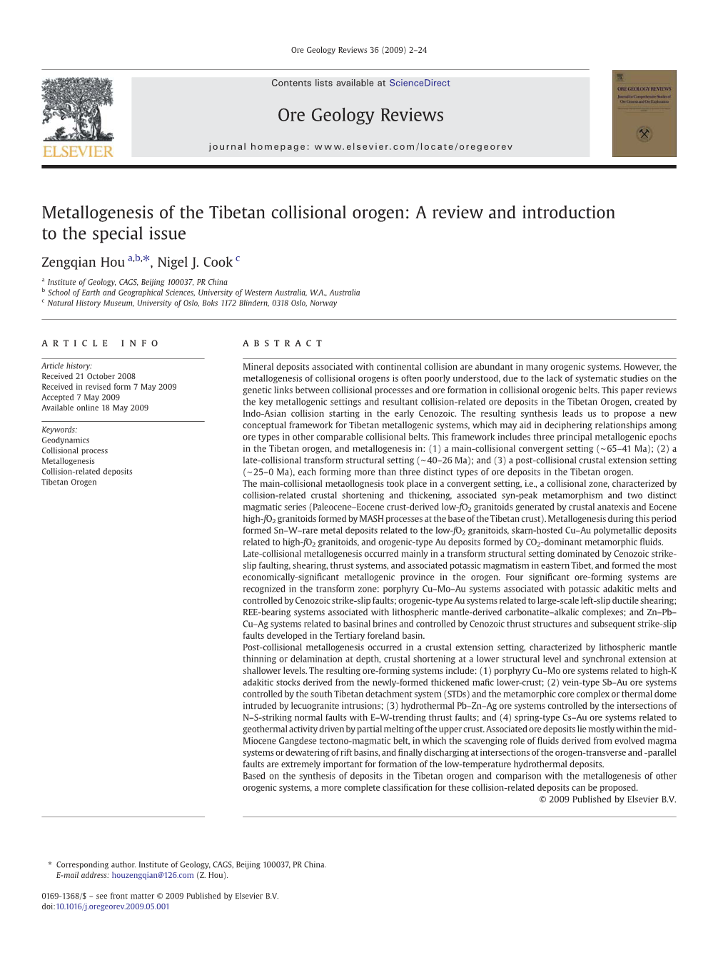 Metallogenesis of the Tibetan Collisional Orogen: a Review and Introduction to the Special Issue