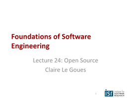Open Source Claire Le Goues