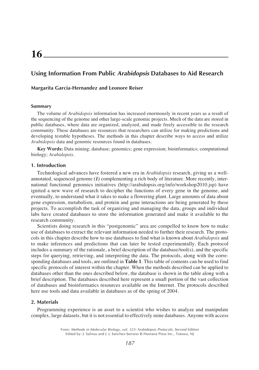 Using Information from Public Arabidopsis Databases to Aid Research