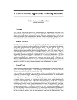 A Game Theoretic Approach to Modelling Basketball