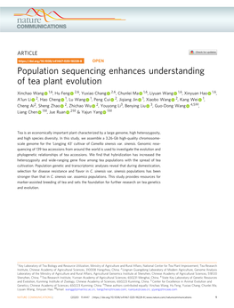 Population Sequencing Enhances Understanding of Tea Plant Evolution