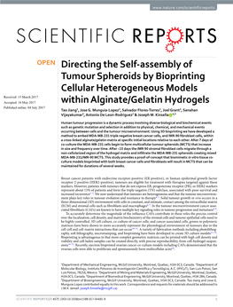 Directing the Self-Assembly of Tumour Spheroids by Bioprinting Cellular