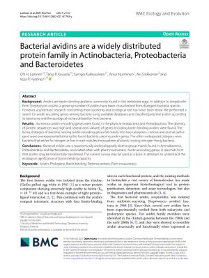 Bacterial Avidins Are a Widely Distributed Protein Family in Actinobacteria, Proteobacteria and Bacteroidetes Olli H