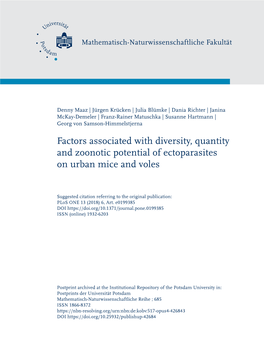 Factors Associated with Diversity, Quantity and Zoonotic Potential of Ectoparasites on Urban Mice and Voles
