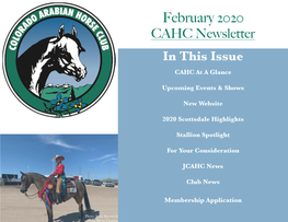 February 2020 CAHC Newsletter in This Issue CAHC at a Glance