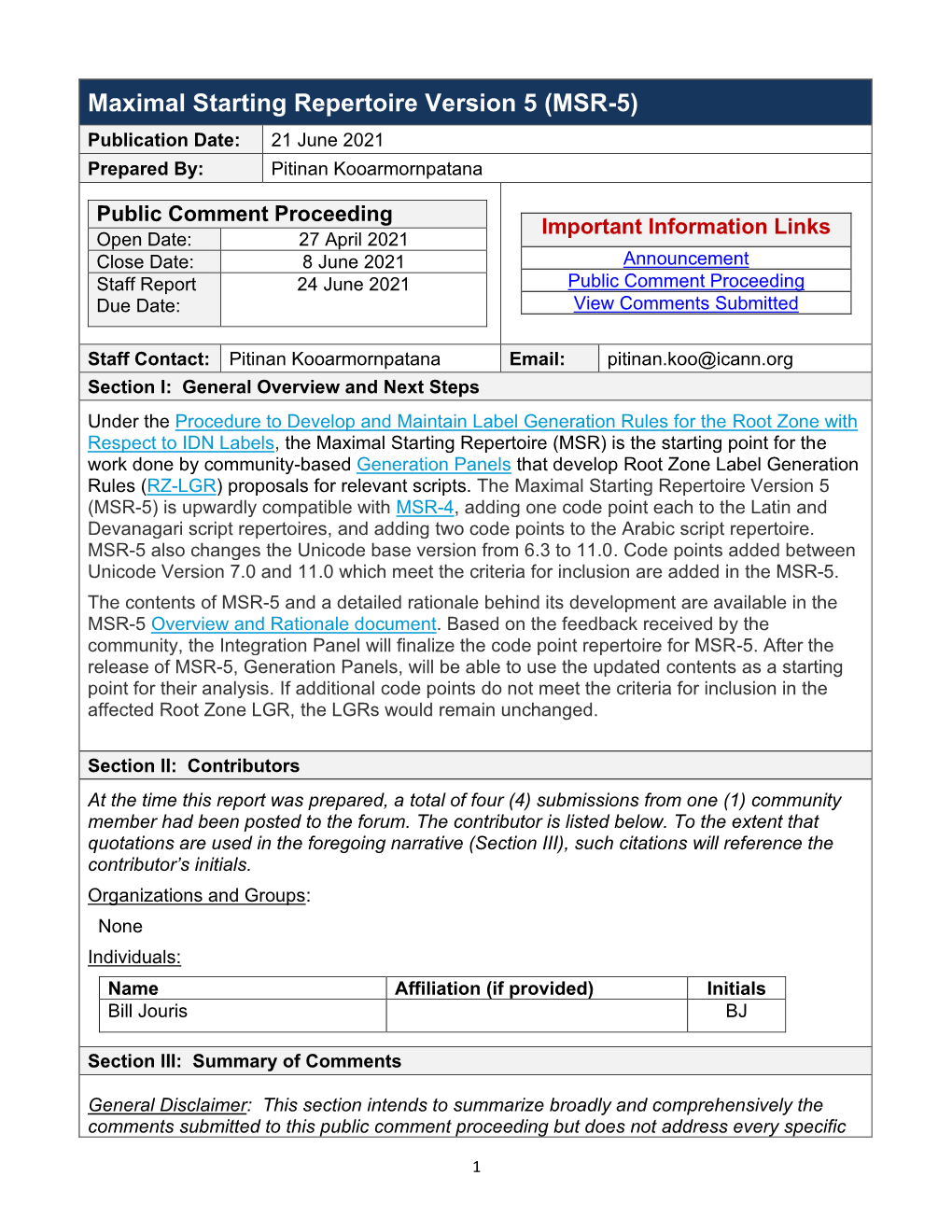 MSR-5) Publication Date: 21 June 2021 Prepared By: Pitinan Kooarmornpatana