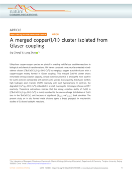 A Merged Copper(I/II) Cluster Isolated from Glaser Coupling