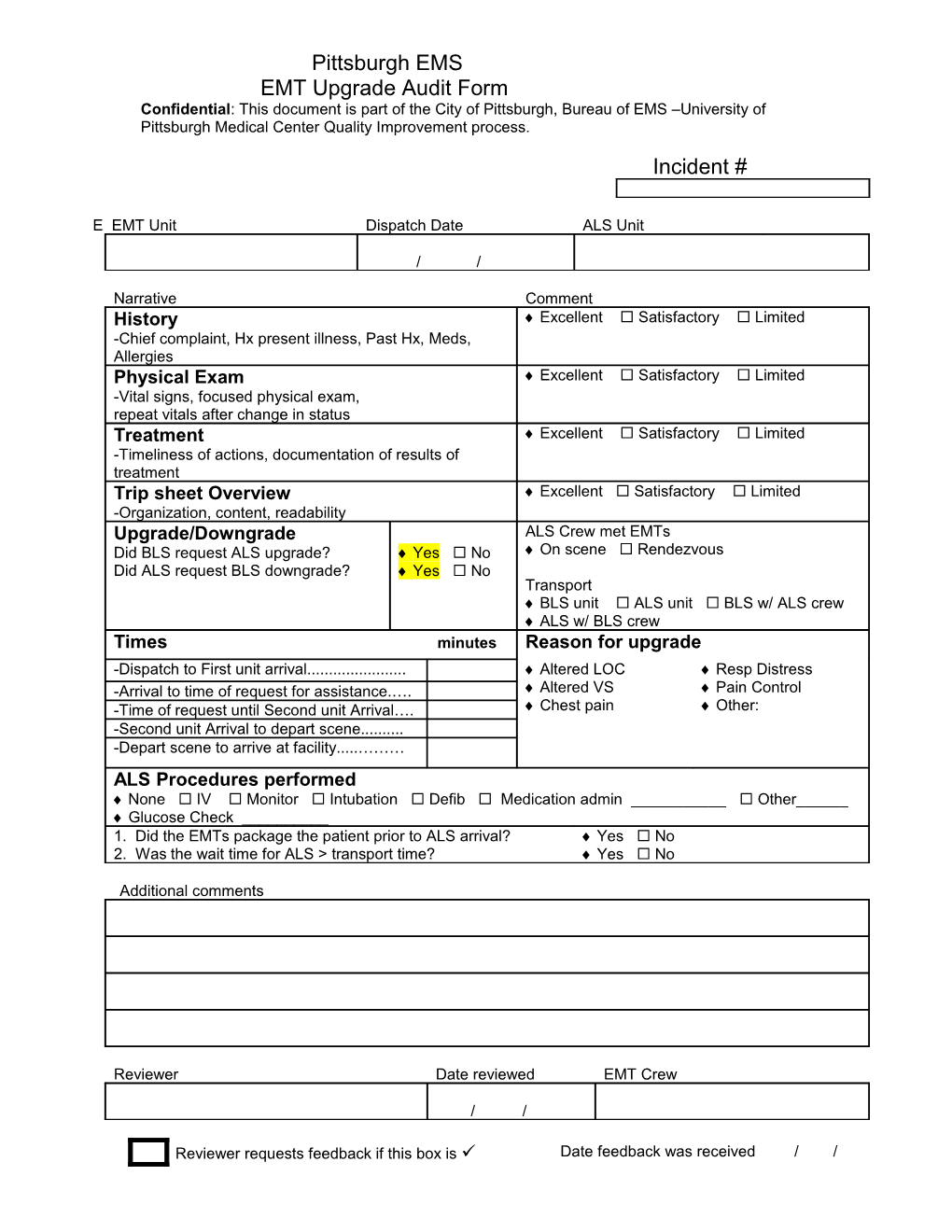 EMT Upgrade Audit Form