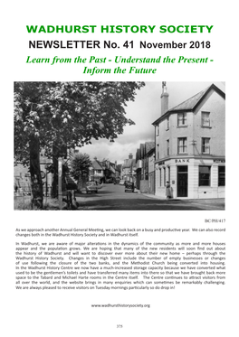 NEWSLETTER No. 41 November 2018 Learn from the Past - Understand the Present - Inform the Future