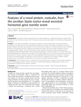 Features of a Novel Protein, Rusticalin, from the Ascidian Styela Rustica Reveal Ancestral Horizontal Gene Transfer Event Maria A