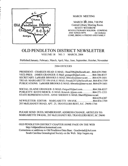 Old Pendleton District Newsletter