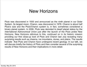NEW HORIZONS PLUTO and CHARON