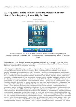 Pirate Hunters: Treasure, Obsession, and the Search for a Legendary Pirate Ship Online