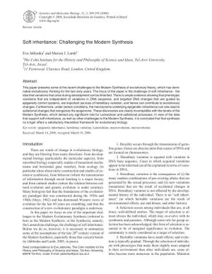 Soft Inheritance: Challenging the Modern Synthesis