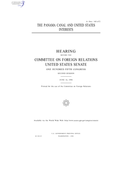The Panama Canal and United States Interests Hearing