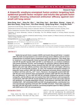 A Bispecific Enediyne-Energized Fusion Protein Targeting Both Epidermal Growth Factor Receptor and Insulin-Like Growth Factor 1