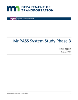 Mnpass System Study Phase 3
