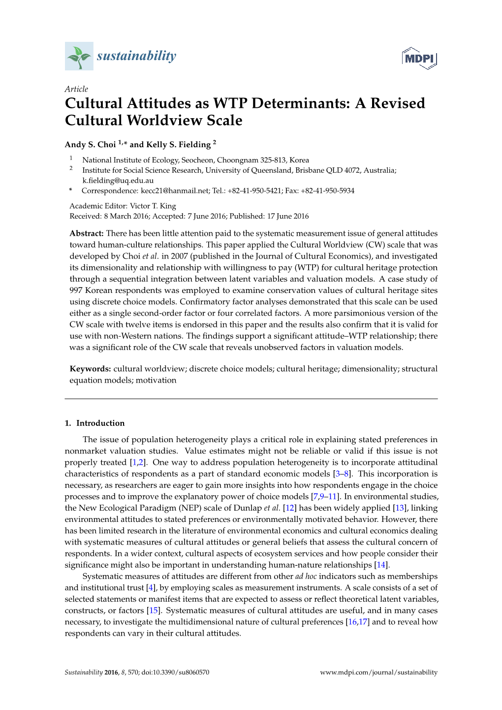 A Revised Cultural Worldview Scale