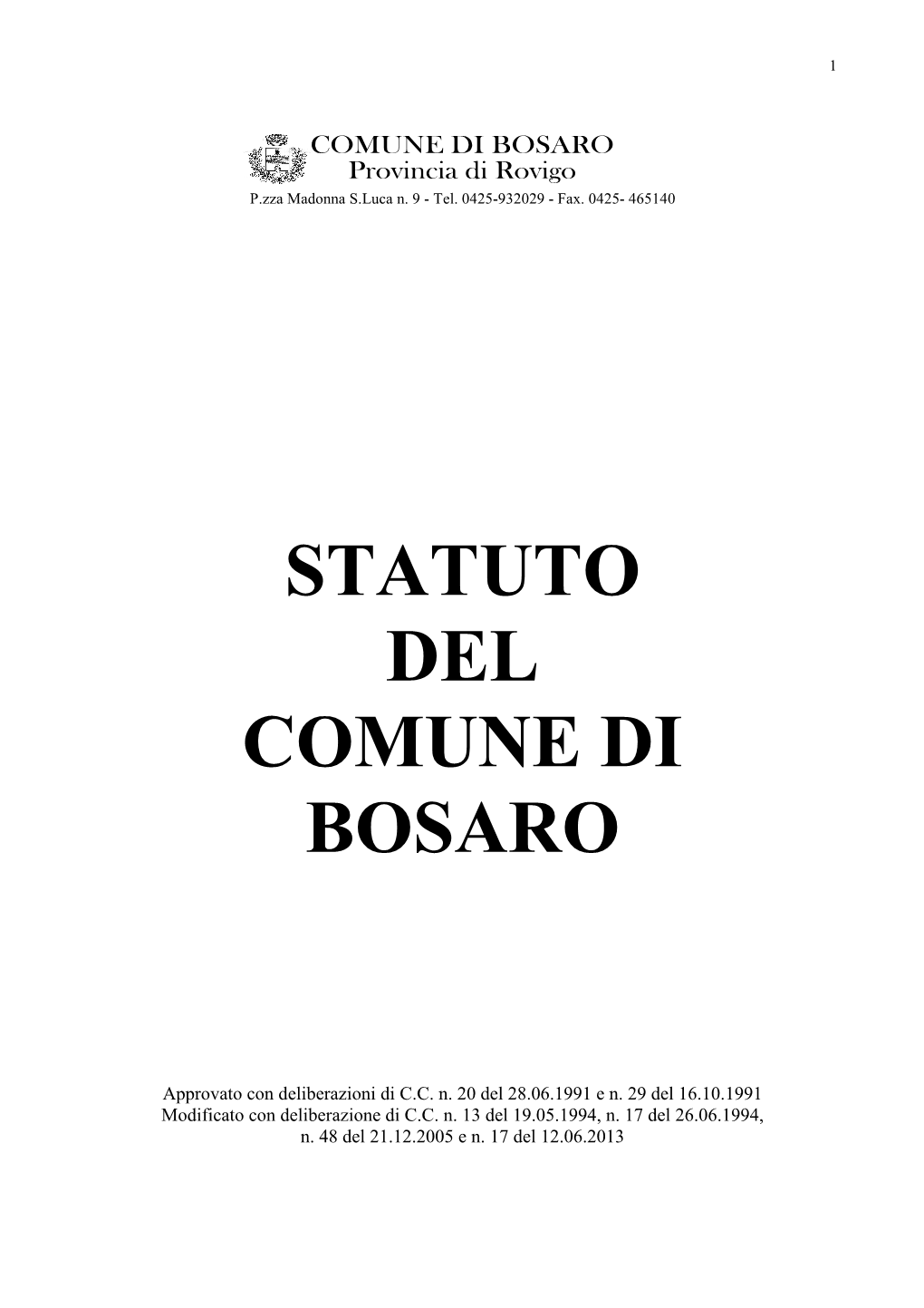 Statuto Bosaro 2013