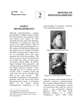 A History of Photogrammetry