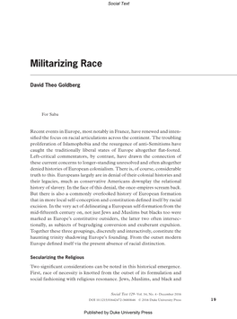 Militarizing Race