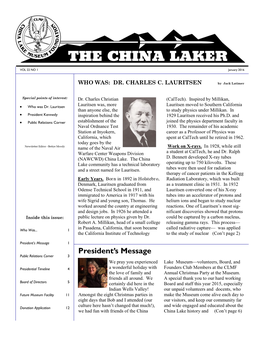 THE CHINA LAKER President's Message