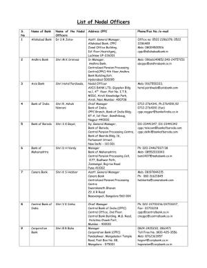 List of Nodal Officers