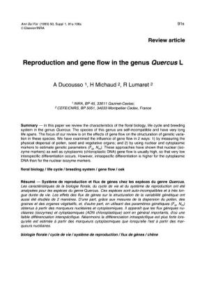 Reproduction and Gene Flow in the Genus Quercus L