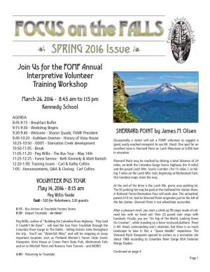 SPRING 2016 Issue  Join Us for the FOMF Annual Interpretive Volunteer Training Workshop