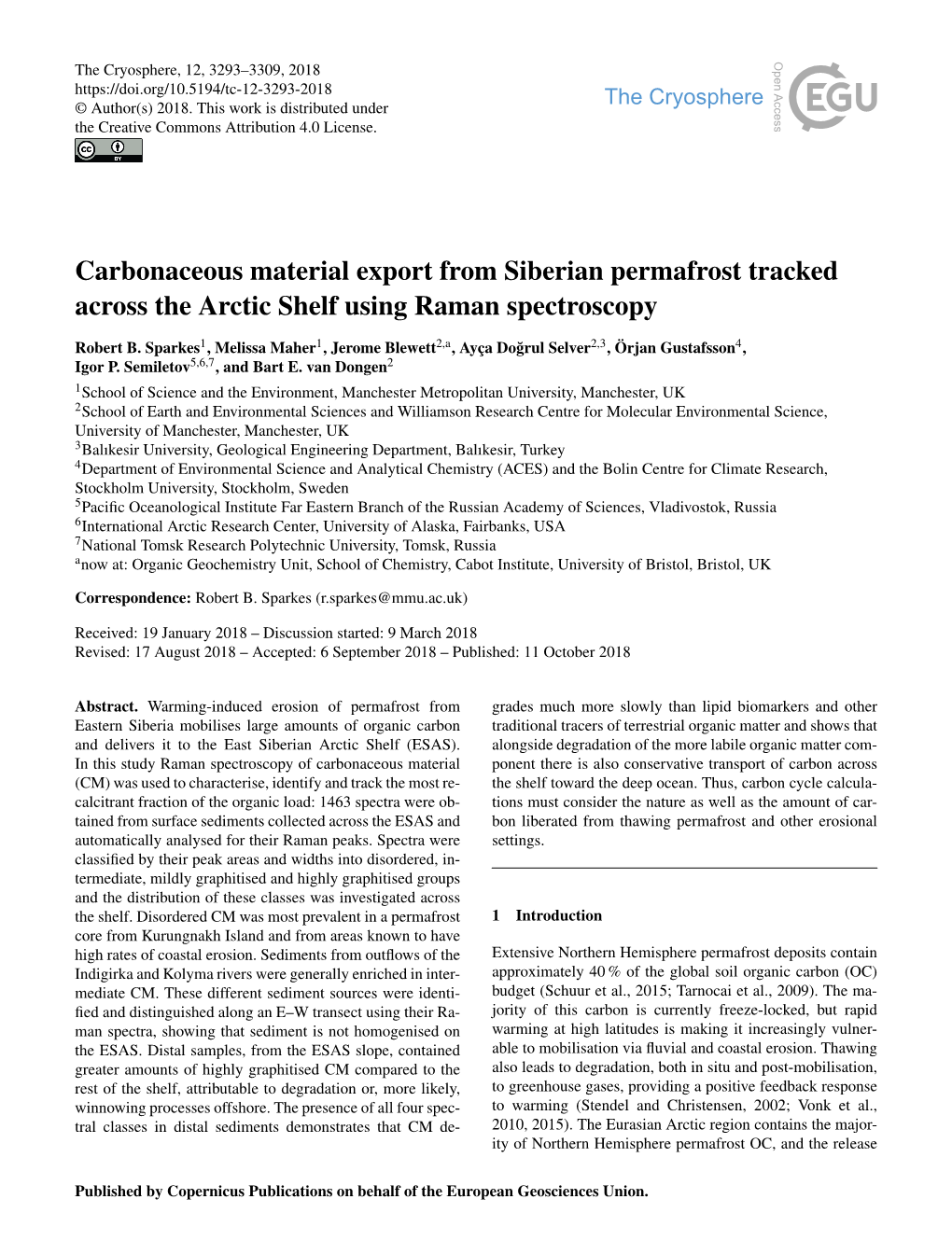 Articles (Coppola Et Al., 2014; Salvadó Et Al., 2017; Ing “Old” Carbon That Has Been Stored in Deep Permafrost for Winiger Et Al., 2017)